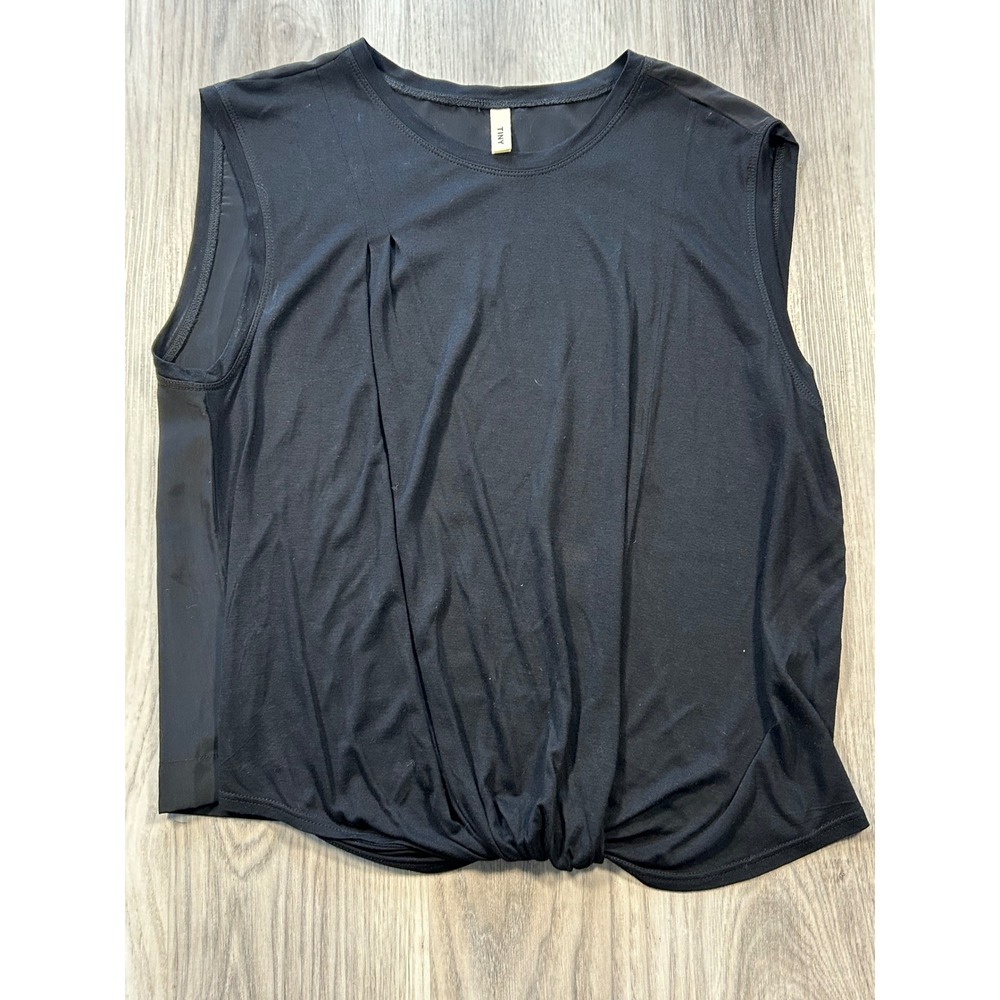 TINY Anthropologie Womens Black Twist Front Mixed Media Sleeveless Top‎ Size M